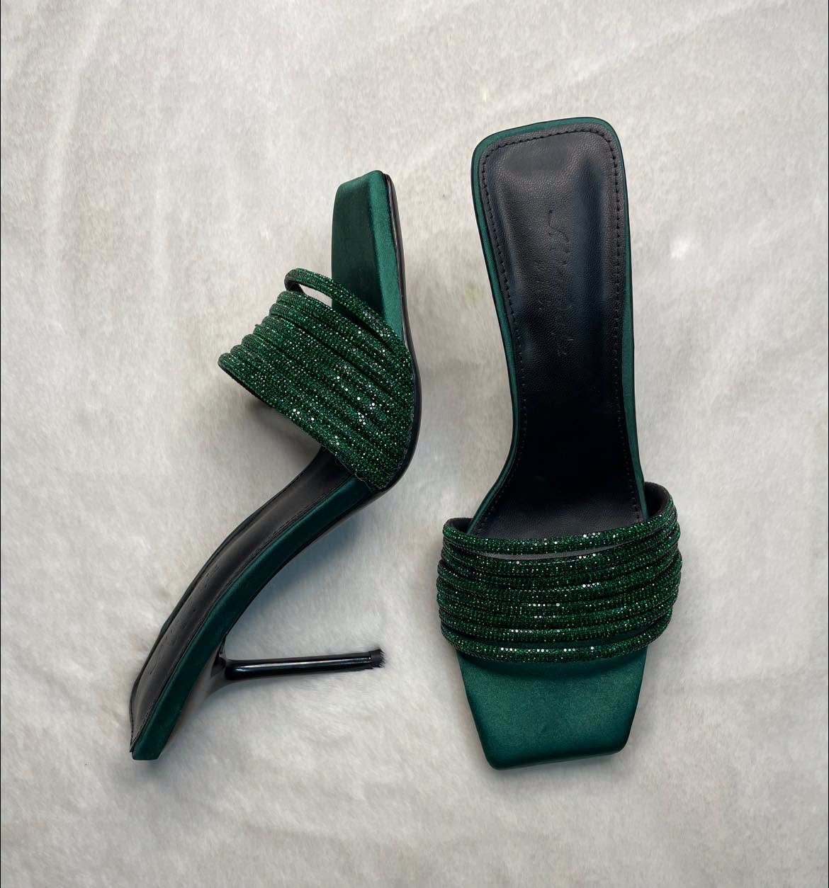 Mllicents emerald statement heels